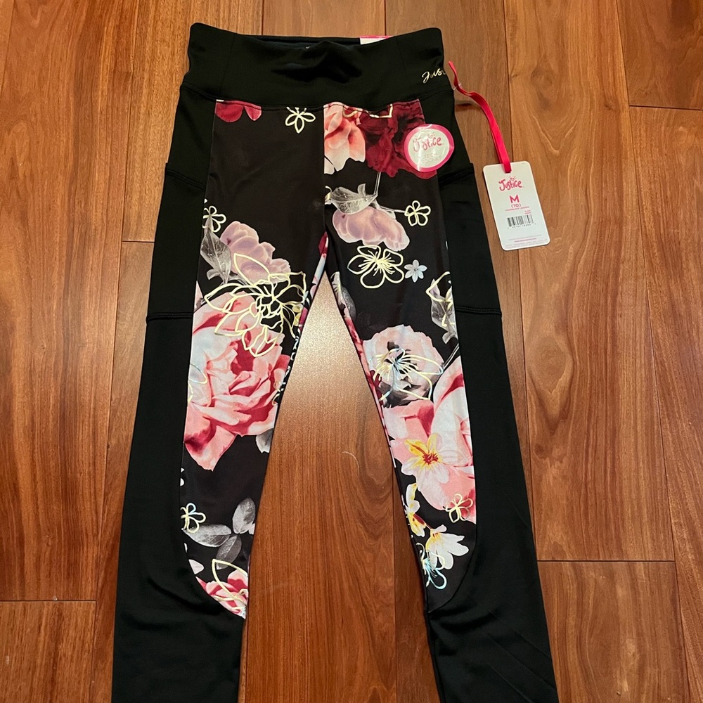JUSTICE                                            
Black Floral Kids Leggings